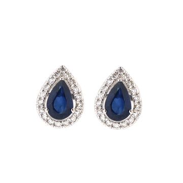 JPERG-1701/6611 Blue Sapphire Pear Diamond Studs Earring | 18K