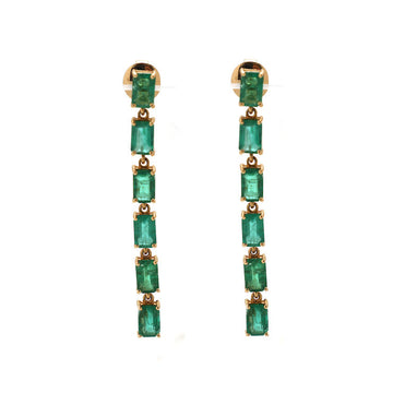 JPERG-1719/6675 Emerald Octagon Long Earring | 18K