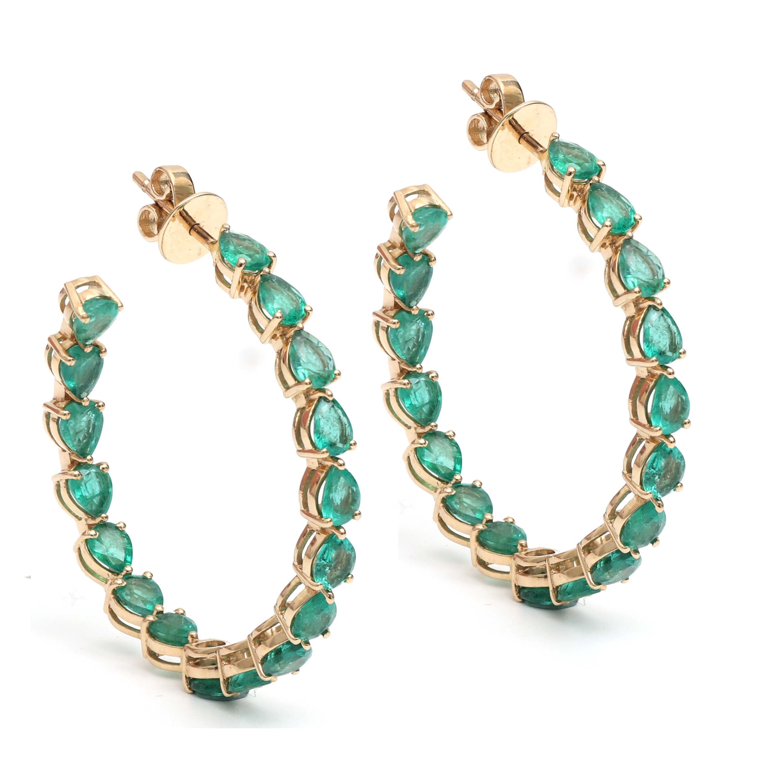 JPERG-172/1312 Emerald Hoops Earring | 18K
