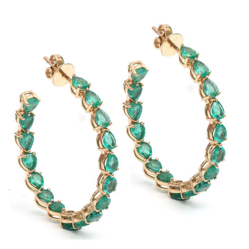 JPERG-172/1312 Emerald Hoops Earring | 18K