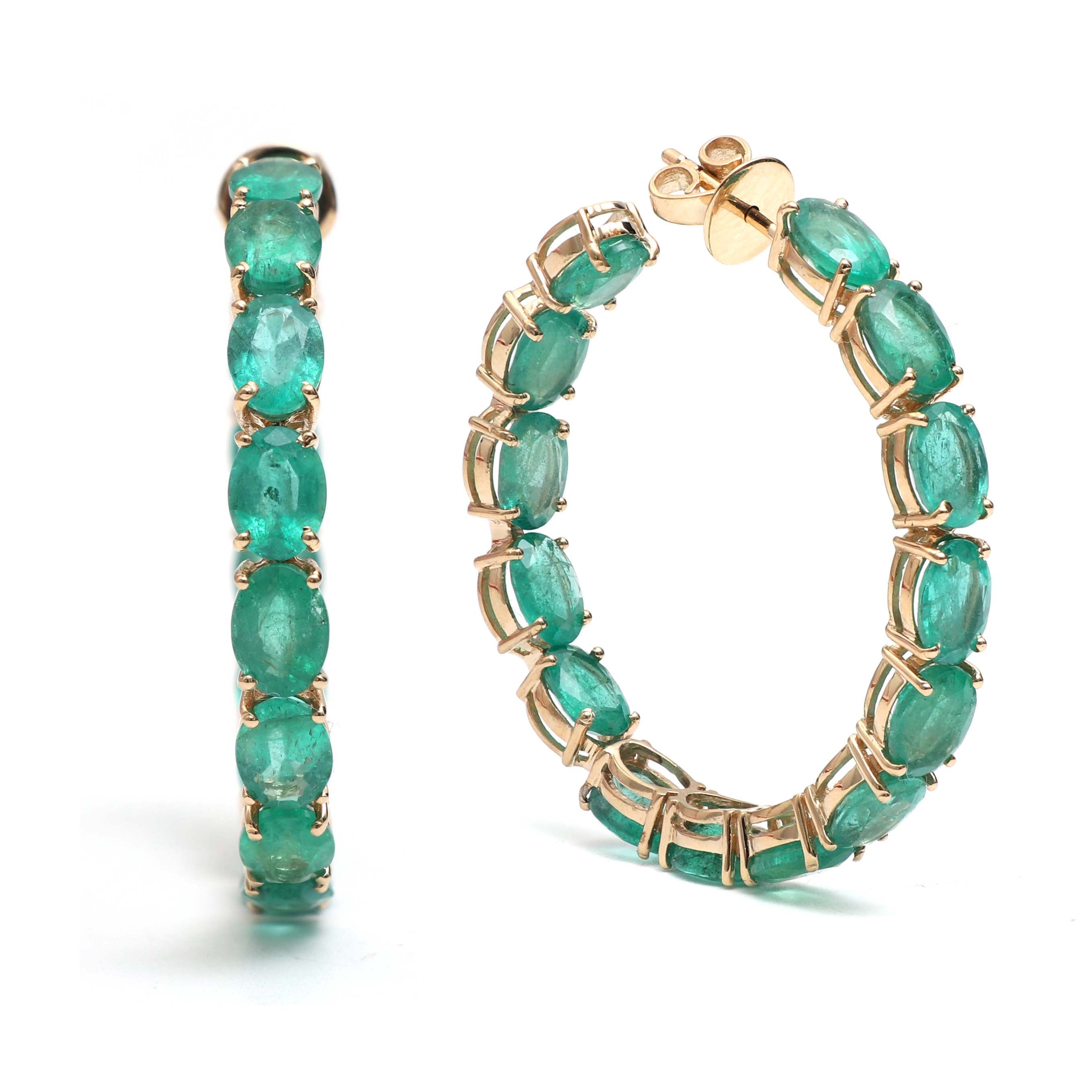 JPERG-173/1313 Emerald Hoops Earring | 18K