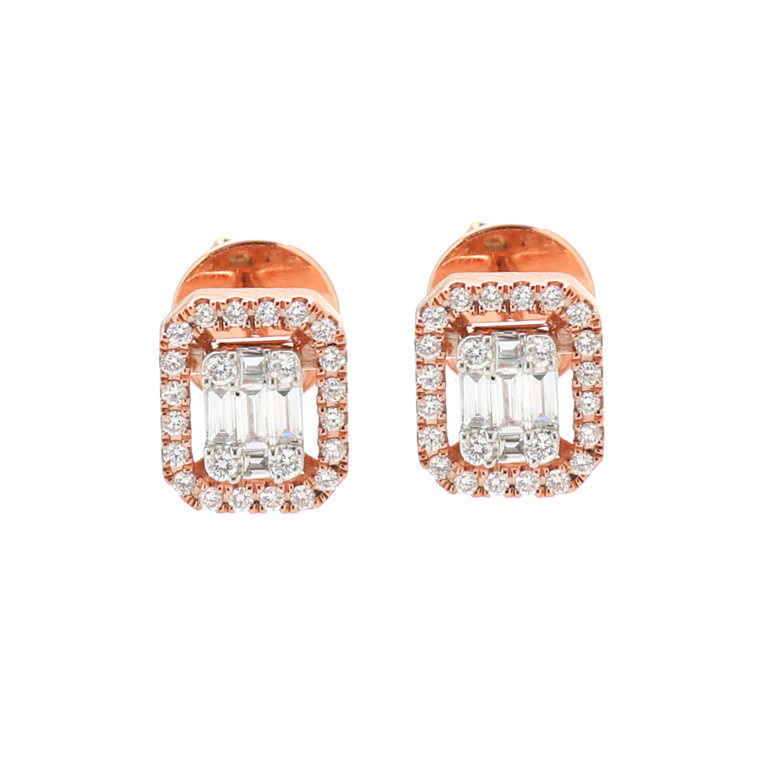 JPERG-1768/6747 Diamond Octagon Studs Earring | 18K