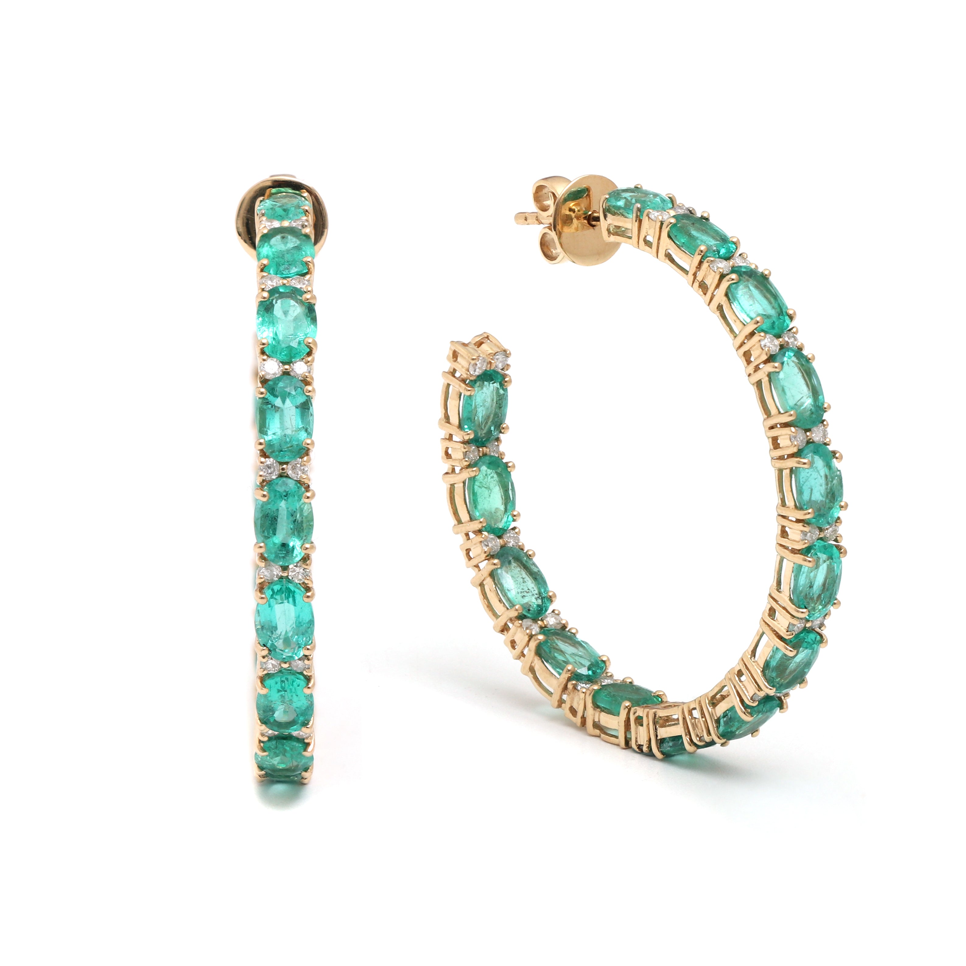 JPERG-179/1315 Emerald Hoops Earring | 18K