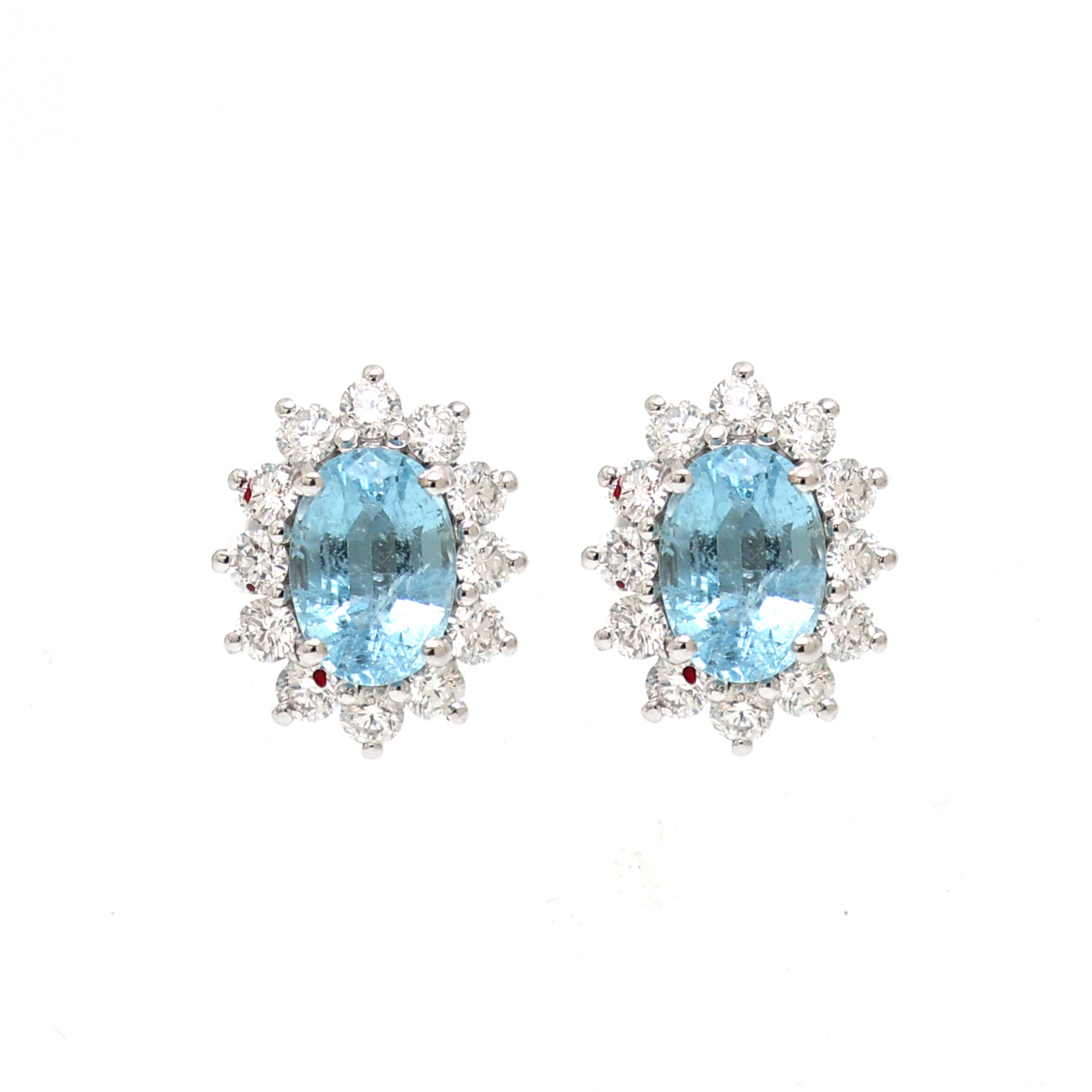 JPERG-1806/6809 Aquamarine Oval With Diamond Studs Earring | 18K