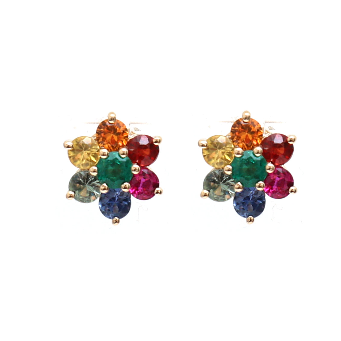 JPERG-1816/6844 Rainbow Sapphire Round 3Mm Studs Earring | 14K