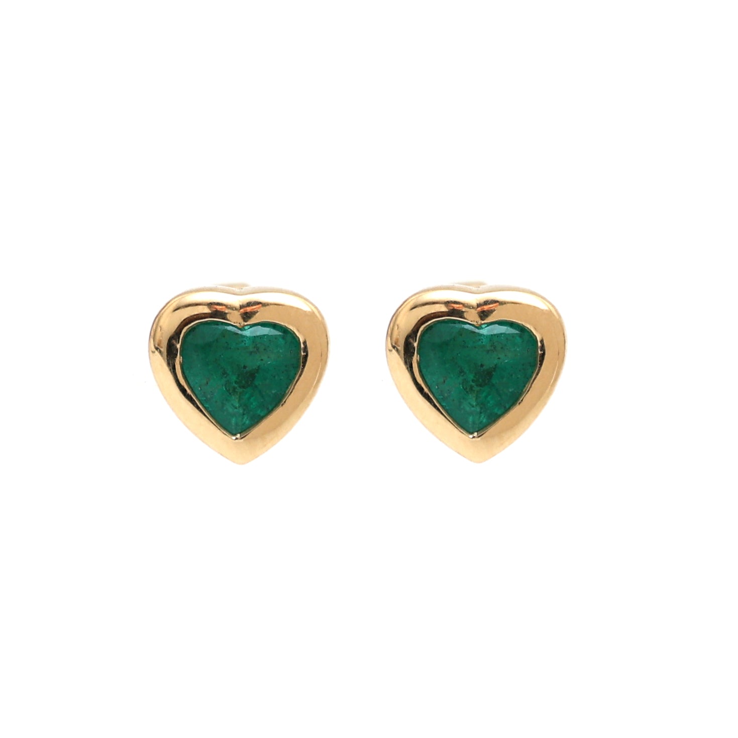 JPERG-1824/6854 Emerald Heart Bezel Set Studs Earring | 18K