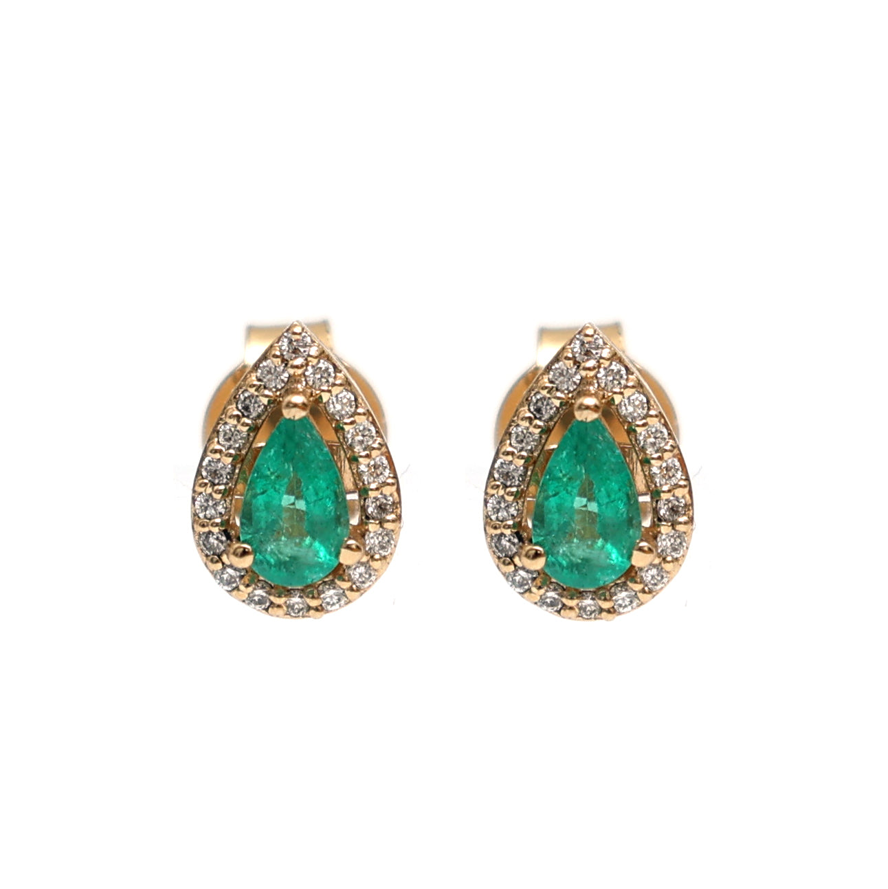 JPERG-1845/6909 Emerald Pear 5X3 With Diamond Studs Earring | 18K