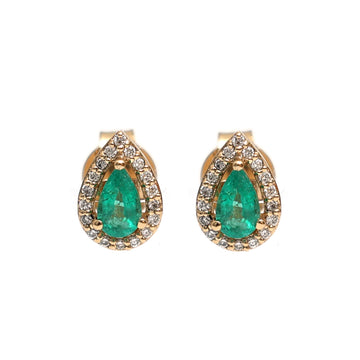 JPERG-1845/6909 Emerald Pear 5X3 With Diamond Studs Earring | 18K