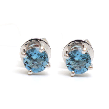 JPERG-1858/6980 Aquamarine Round Studs Earring | 18K
