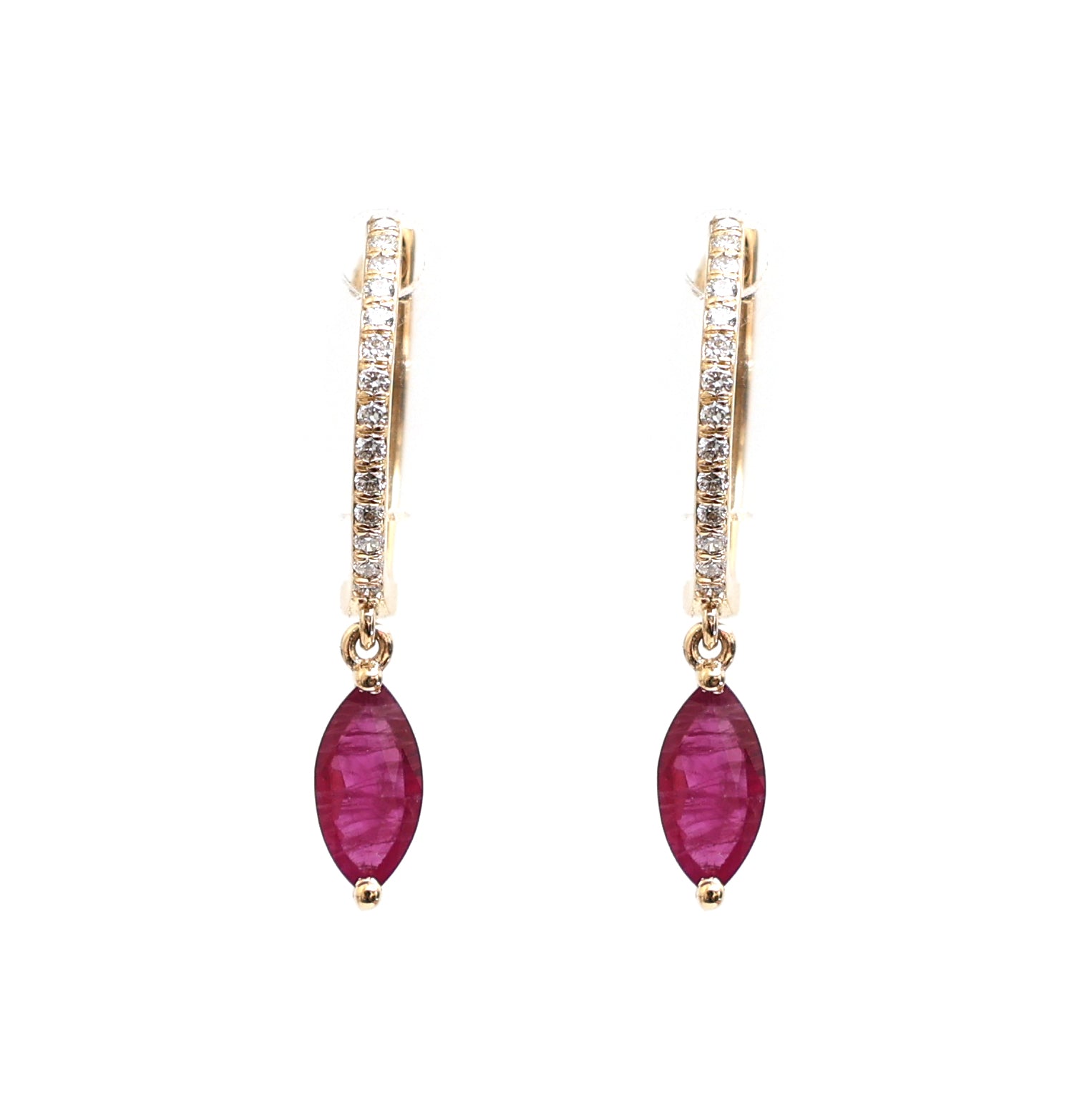 JPERG-1879/7045 Ruby With Diamond Hoops Earring | 18K