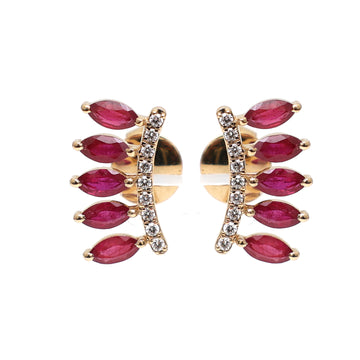 JPERG-1884/7050 Ruby Marquise With Diamond Studs Earring | 18K