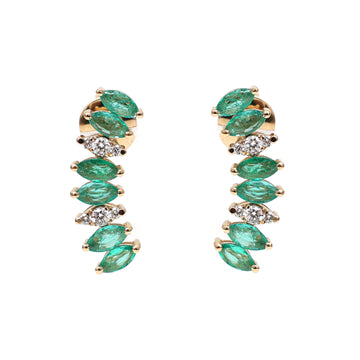 JPERG-1885/7051 Emerald Marquise With Diamond Studs Earring | 18K