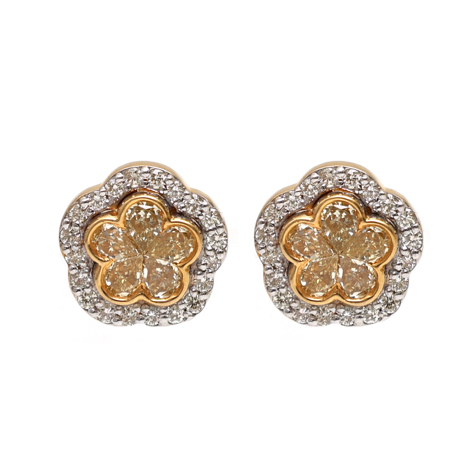 JPERG-1889/7063 Yellow Diamond Studs Earring | 18K