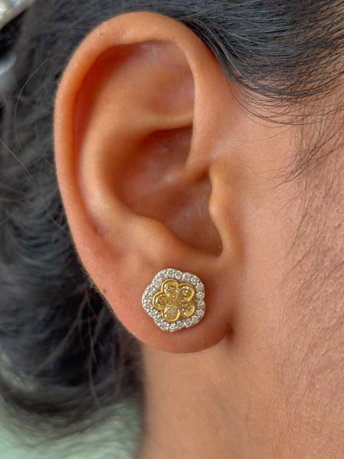 JPERG-1899/7082 Pink Sapphire Pear 5X4 With Diamond Studs Earring | 18K