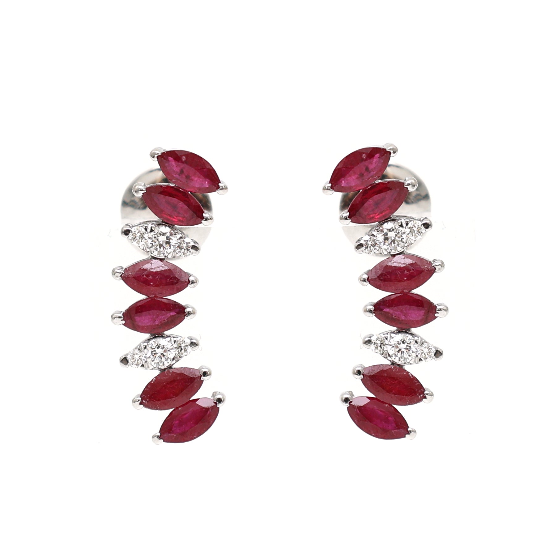 JPERG-1901/7084 Ruby Marquise With Diamond Studs  Earring | 18K