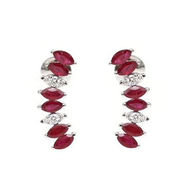 JPERG-1901/7084 Ruby Marquise With Diamond Studs  Earring | 18K