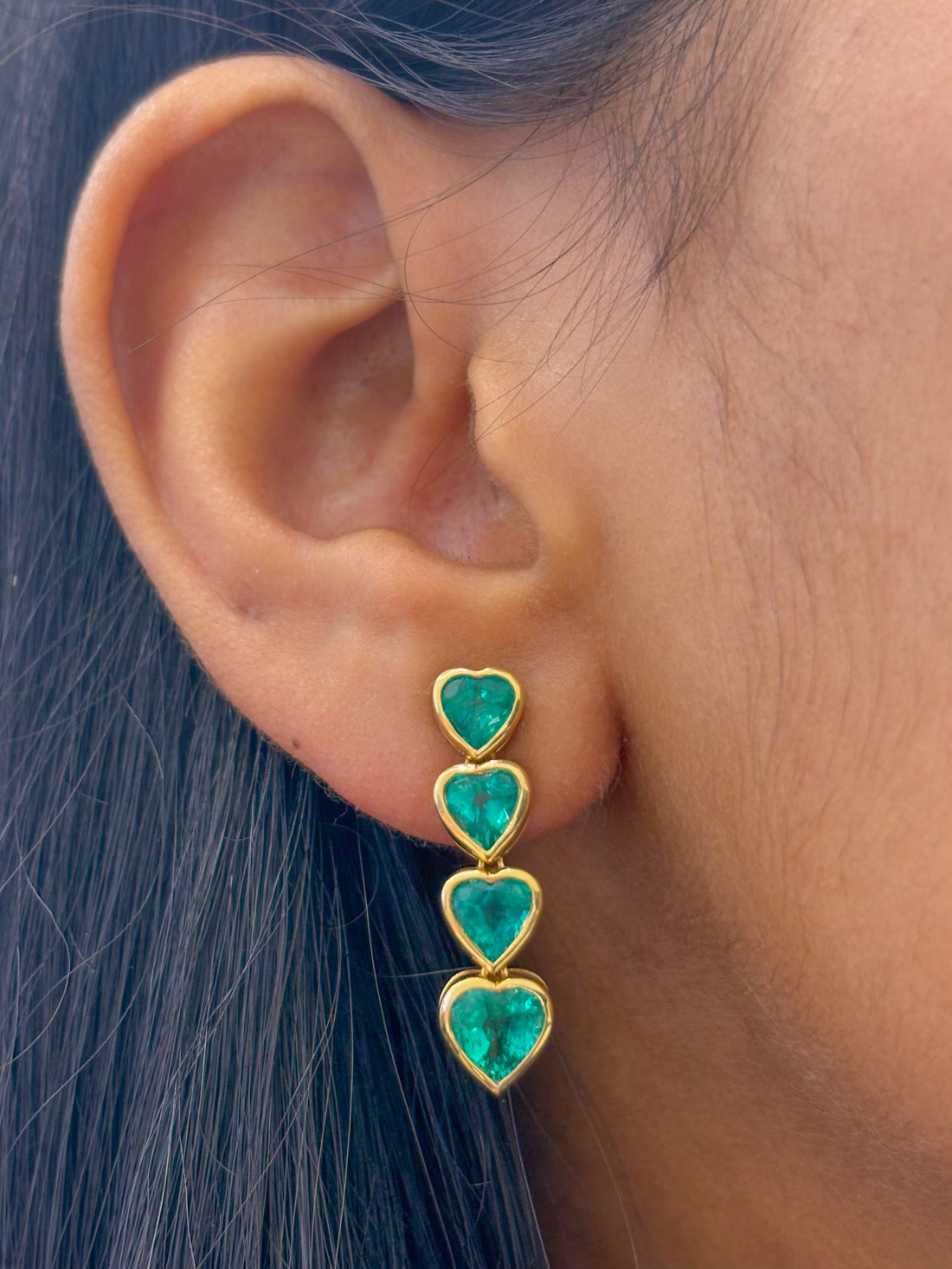 JPERG-1927/7146 Emerald Heart Bezel Set Earring | 18K