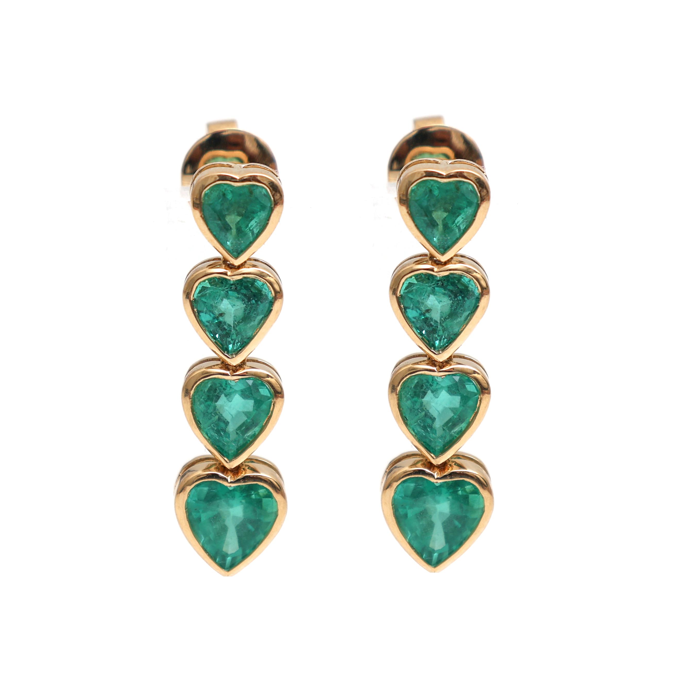JPERG-1927/7146 Emerald Heart Bezel Set Earring | 18K