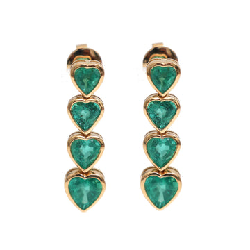 JPERG-1927/7146 Emerald Heart Bezel Set Earring | 18K