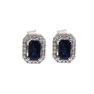 JPERG-1932/7153 Blue Sapphire Octagon5X3 With Diamond Studs Earring | 18K