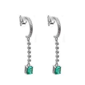 JPERG-1934/7155 Emerald Octagon 5X4 With Diamond Dangling Earring | 18K