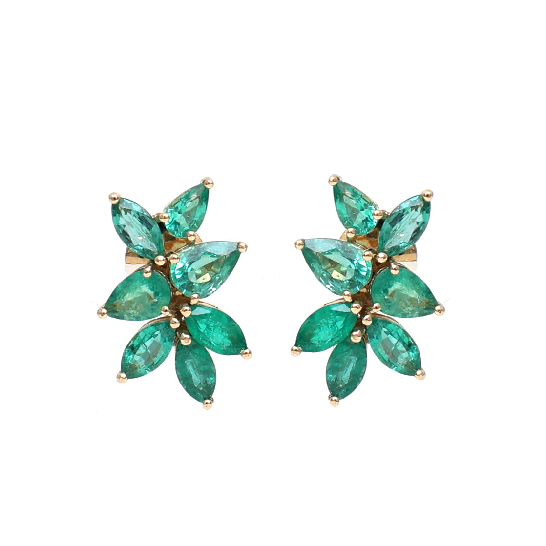 JPERG-1950/7215 Emerald Pear Marquise Studs Earring | 18K