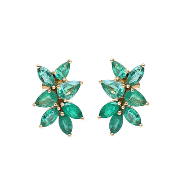 JPERG-1950/7215 Emerald Pear Marquise Studs Earring | 18K