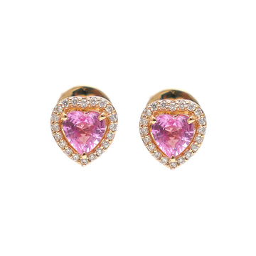 JPERG-1958/7240 Pink Sapphire Heart With Diamond Studs Earring | 18K