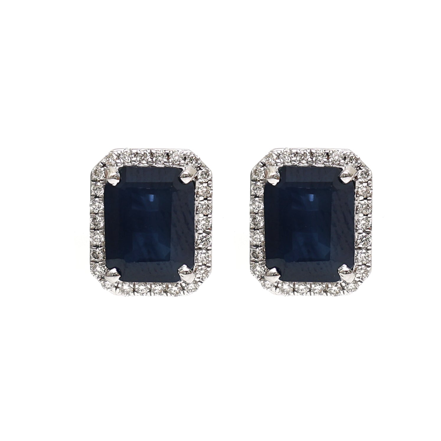 JPERG-1978/7297 Blue Sapphire Octagon With Diamond Studs Earring | 18K