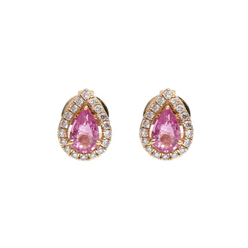 JPERG-1993/7325 Pink Sapphire Pear Diamond Studs Earring | 18K