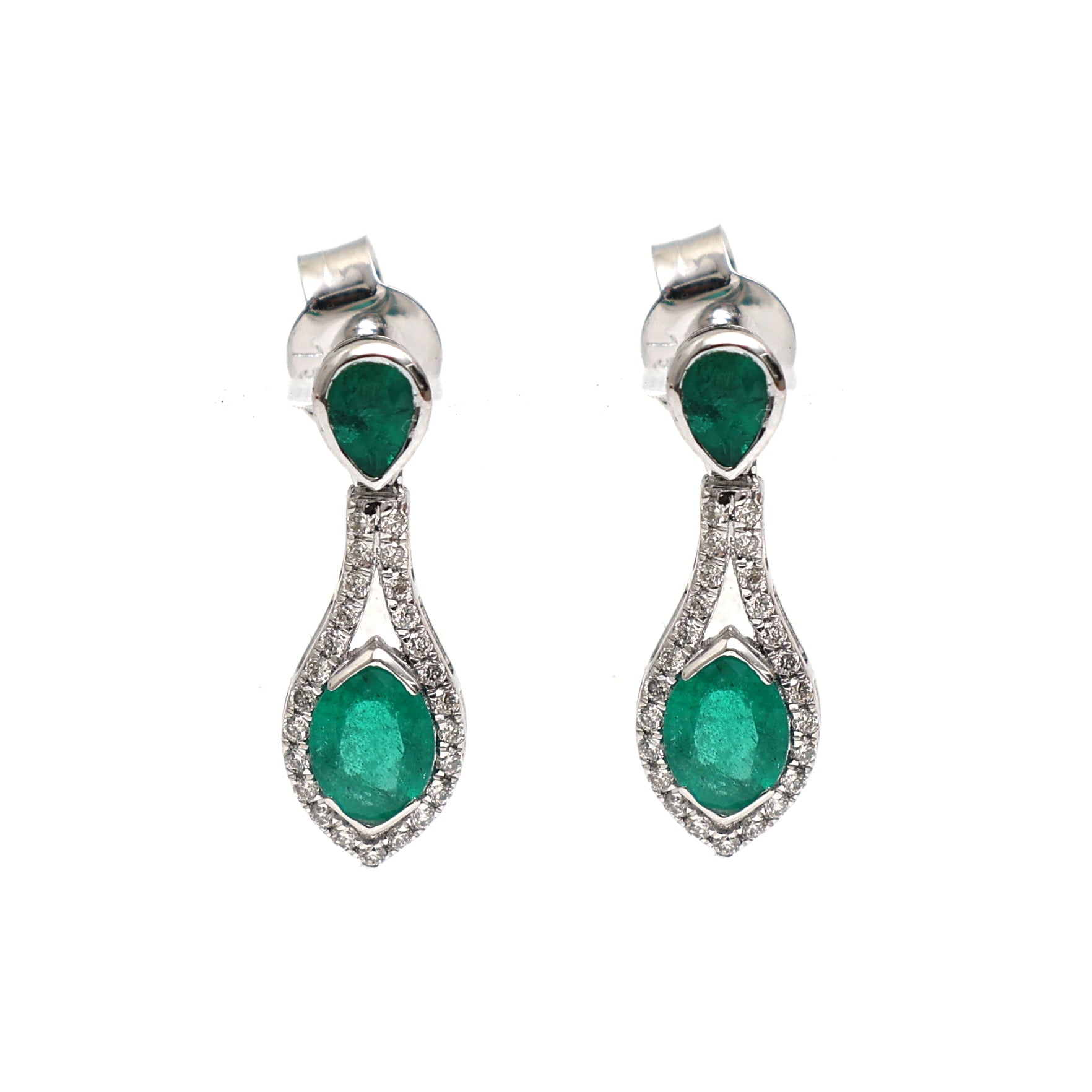 JPERG-1997/7359 Emerald Pear With Diamond Dangling Earring | 18K