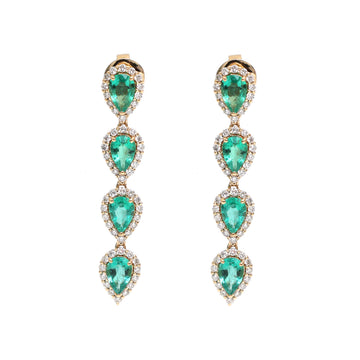 JPERG-2002/7366 Emerald Pear Halo Diamond Earring | 18K