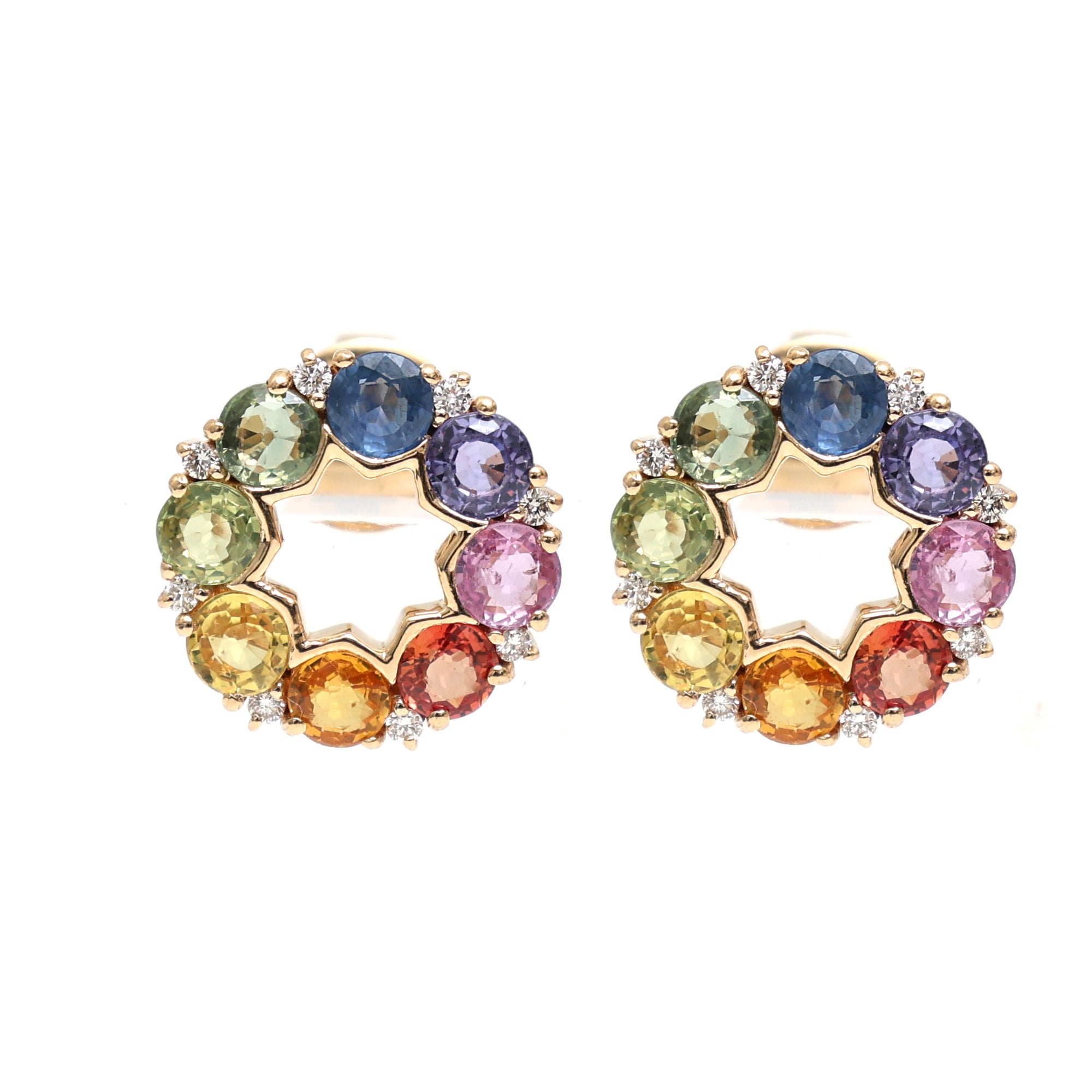 JPERG-2004/7373 Rainbow Sapphire Diamond Earring | 18K