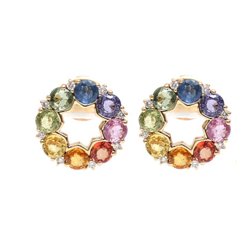 JPERG-2004/7373 Rainbow Sapphire Diamond Earring | 18K
