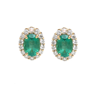 JPERG-2011/7397 Emerald Oval Diamond Studs Earring | 18K