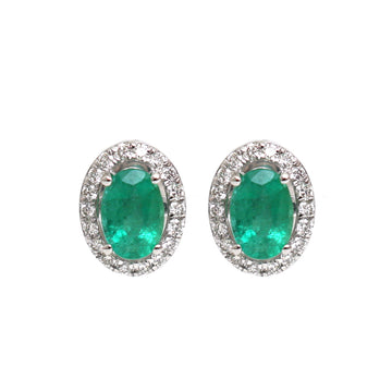 JPERG-2012/7398 Emerald Oval Diamond Studs Earring | 18K
