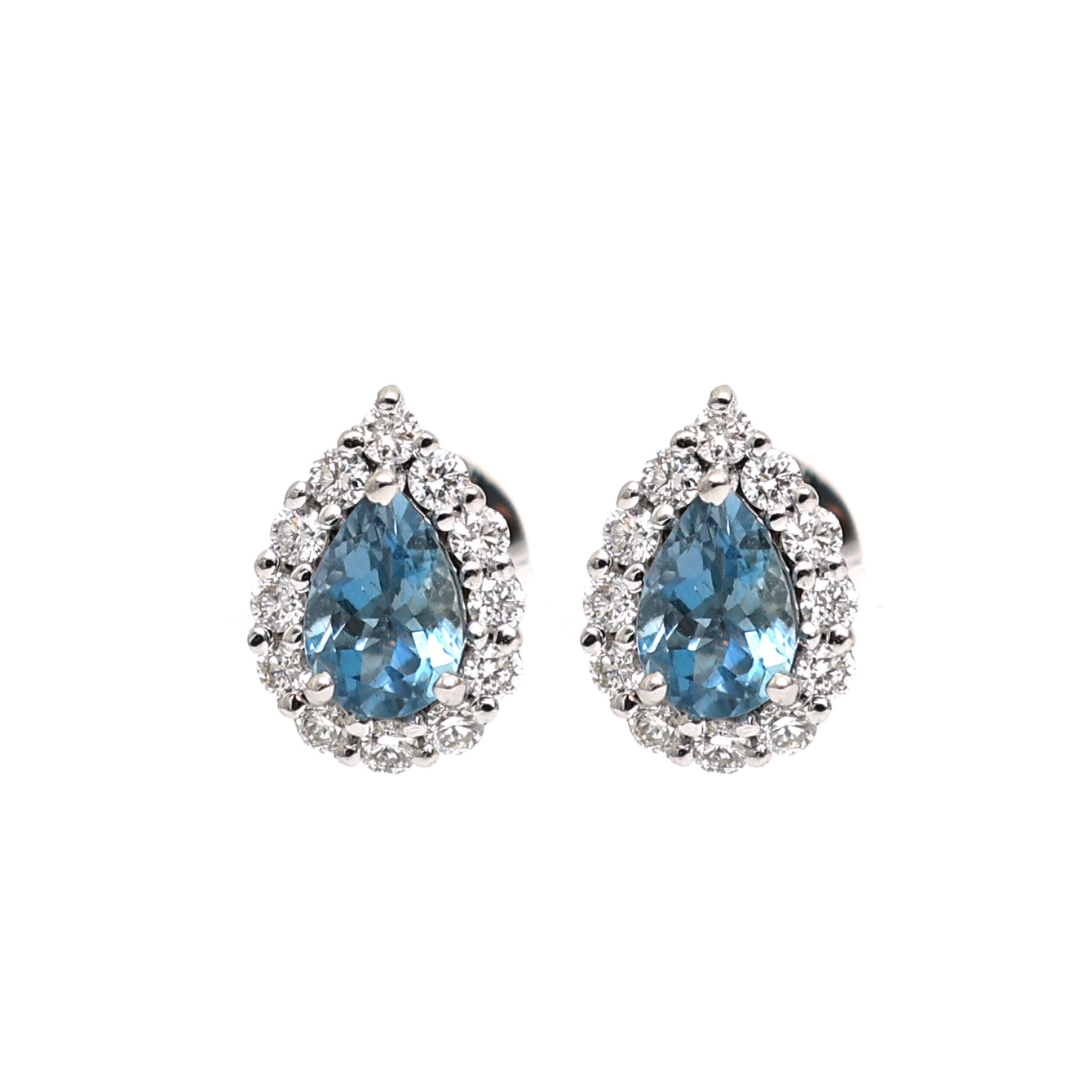 JPERG-2014/7406 Aquamarine Diamond Halo Studs Earring | 18K