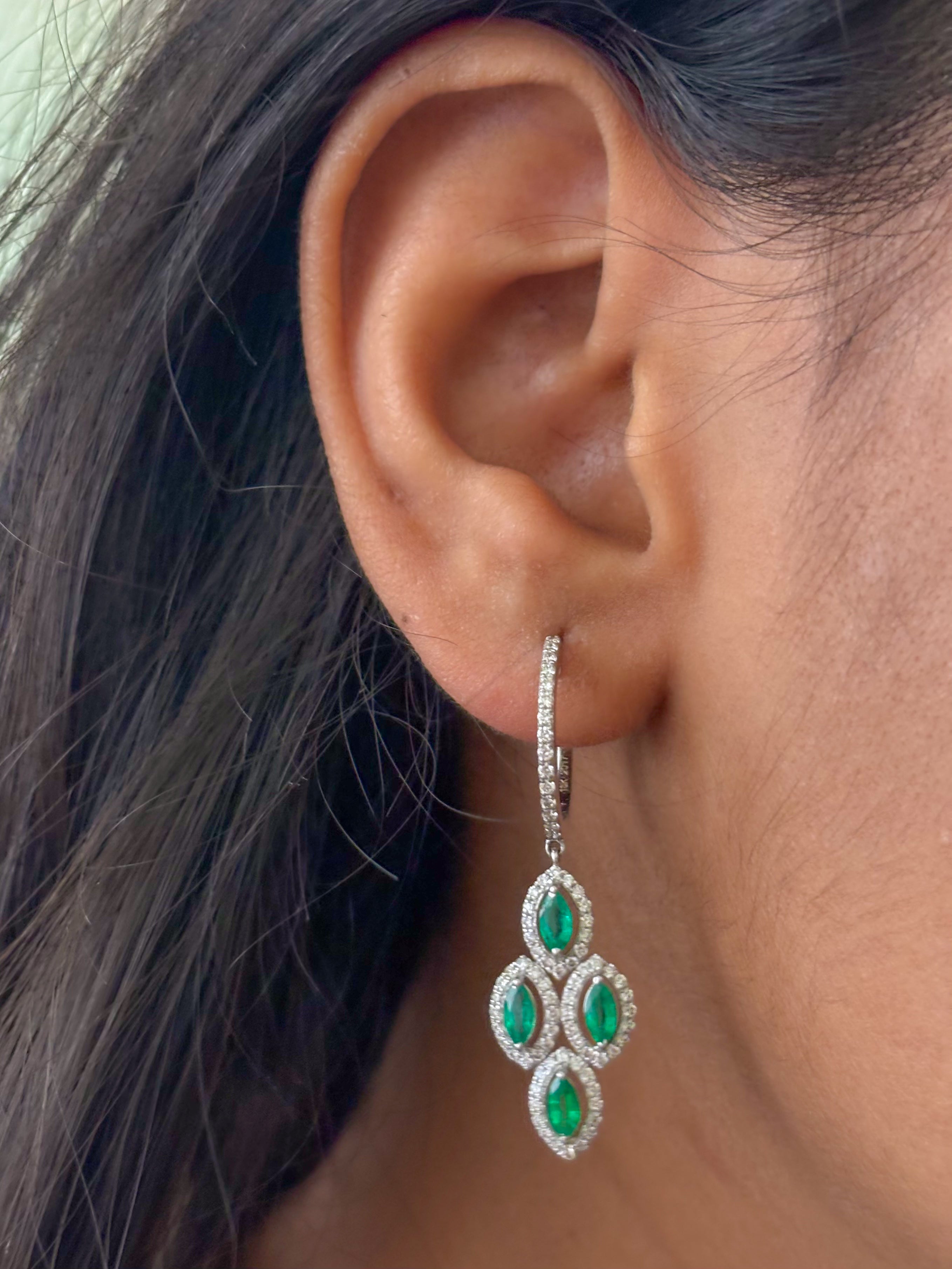 JPERG-2017/7416 Emerald Marquise Dangling Earring | 18K