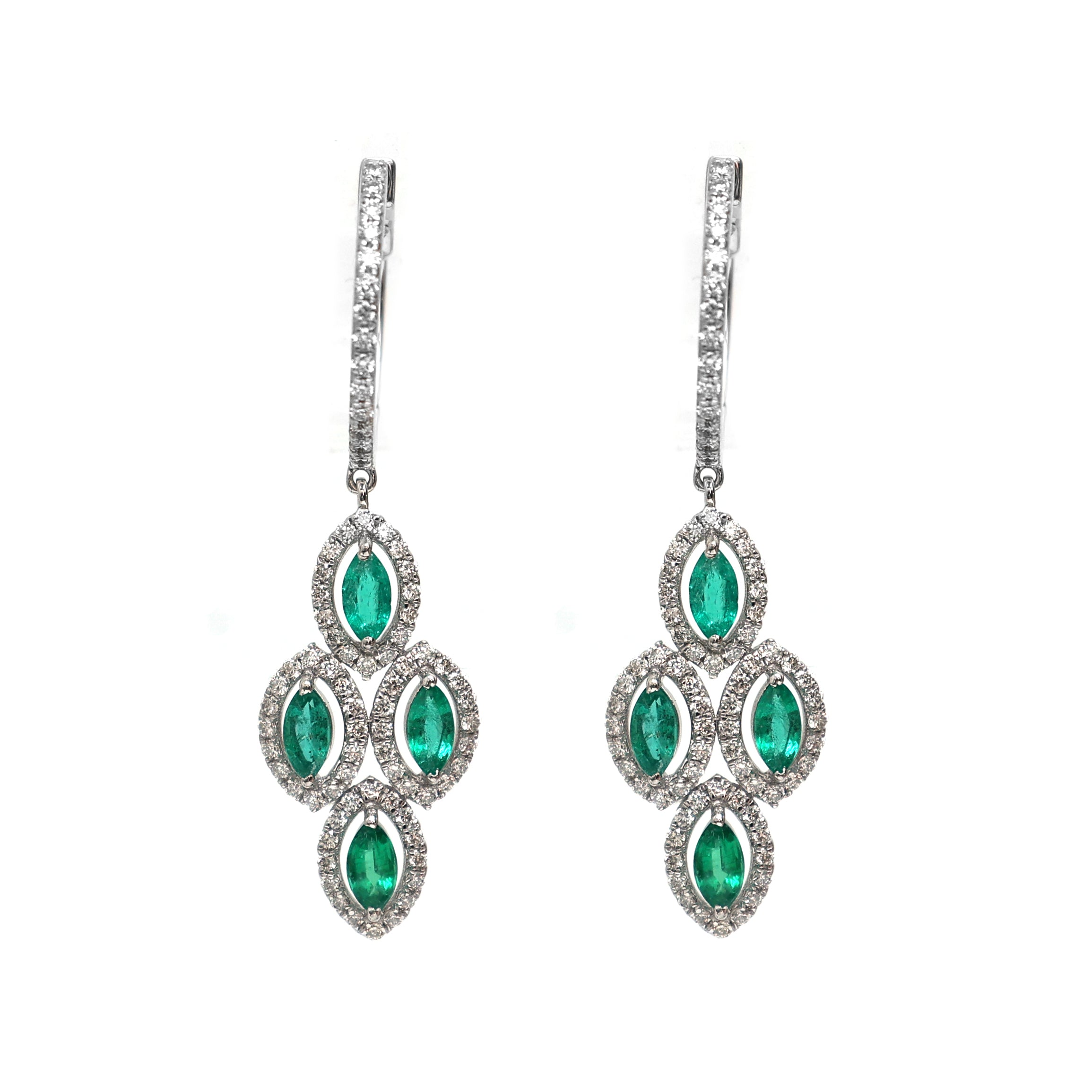 JPERG-2017/7416 Emerald Marquise Dangling Earring | 18K