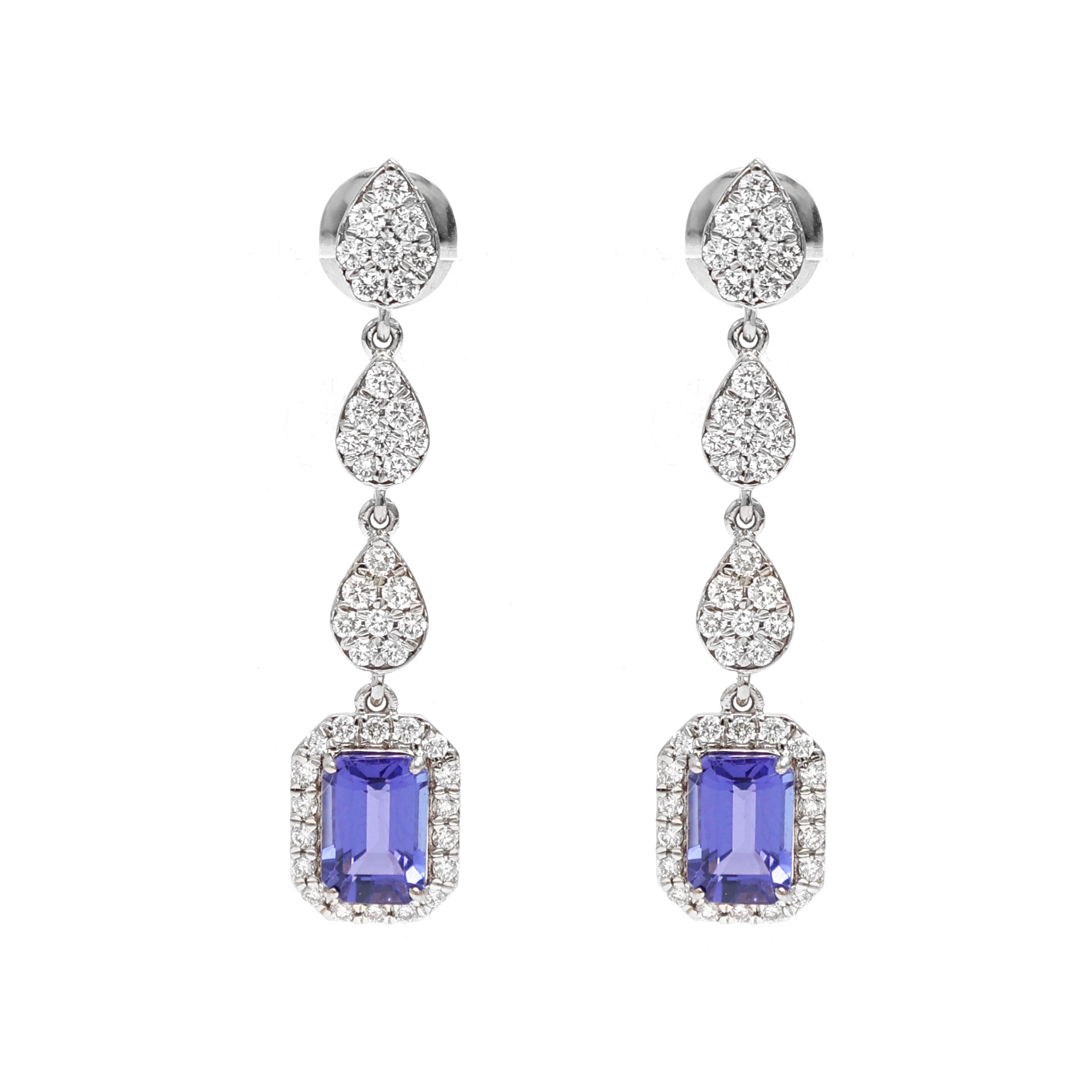 JPERG-2018/7423 Tanzanite Octagon Diamond Dangling Earring | 18K