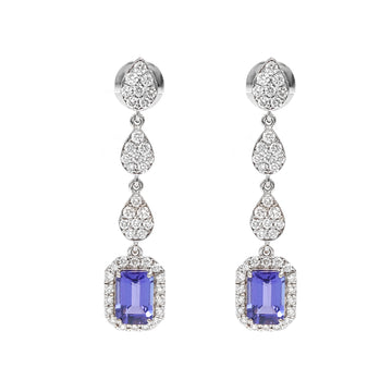 JPERG-2018/7423 Tanzanite Octagon Diamond Dangling Earring | 18K
