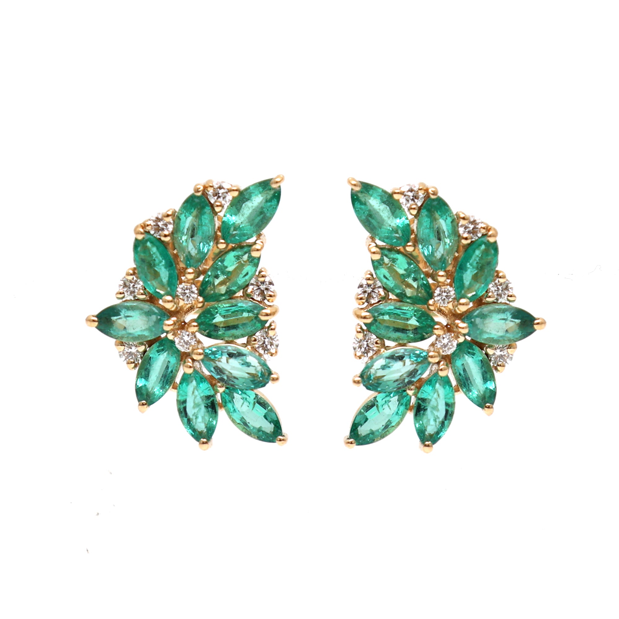 JPERG-2040/7539 Emerald Marquise Studs Earring | 18K