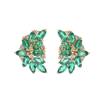 JPERG-2040/7539 Emerald Marquise Studs Earring | 18K