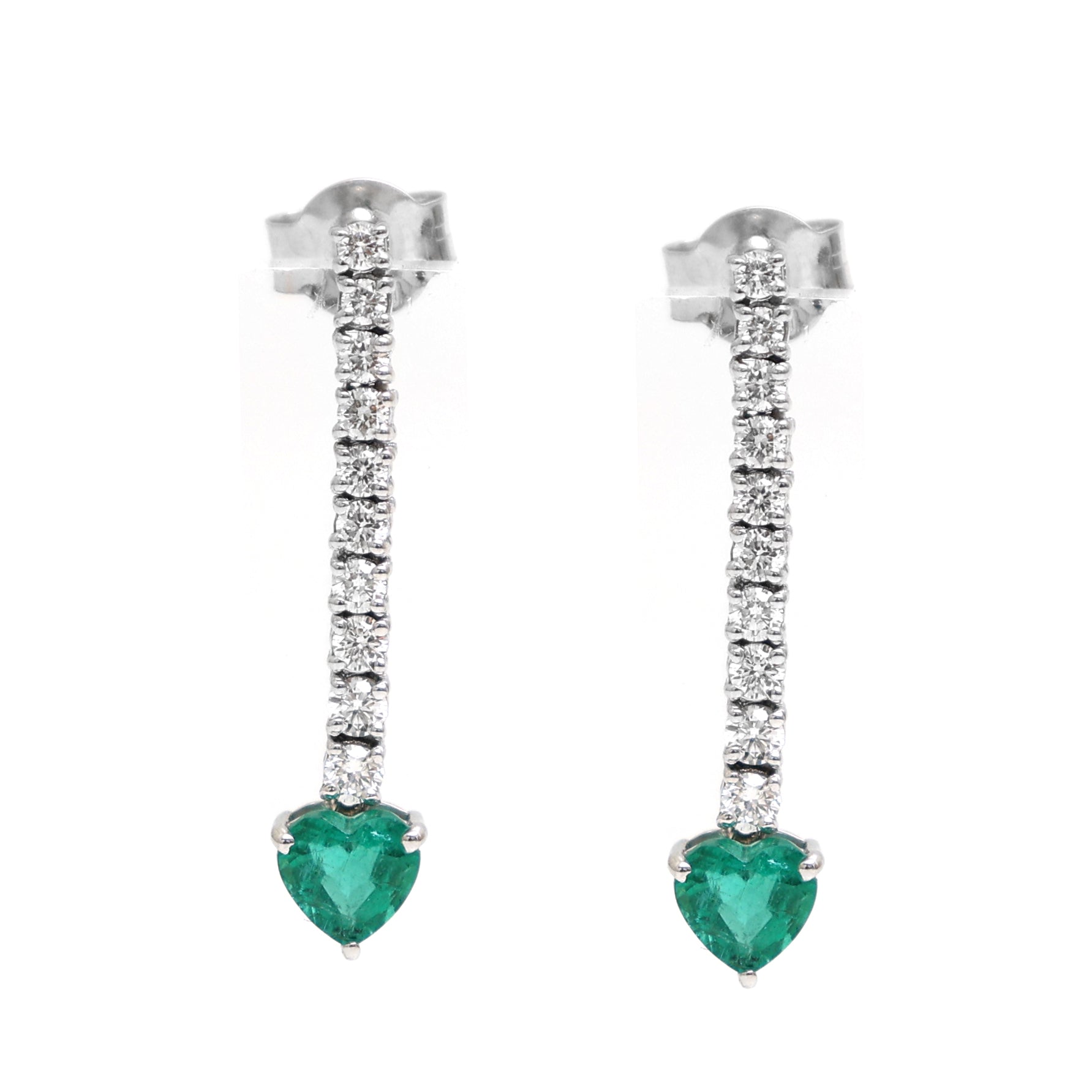 JPERG-2047/7562 Emerald Heart With Diamond Dangling Earring | 18K