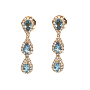 JPERG-2057/7602 Aquamarine Pear Diamond Dangling Earring | 18K
