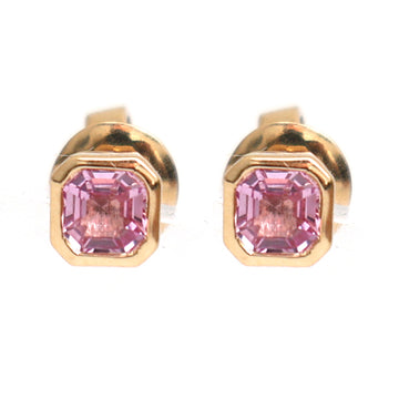 JPERG-2058/7603 Pink Sapphire Square Octagon Bezel Set Studs Earring | 18K