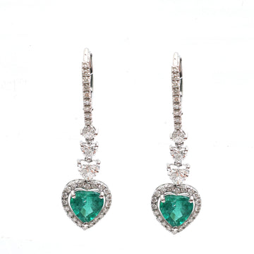 JPERG-2059/7627 Emerald Heart Diamond Dangling Earring | 18K
