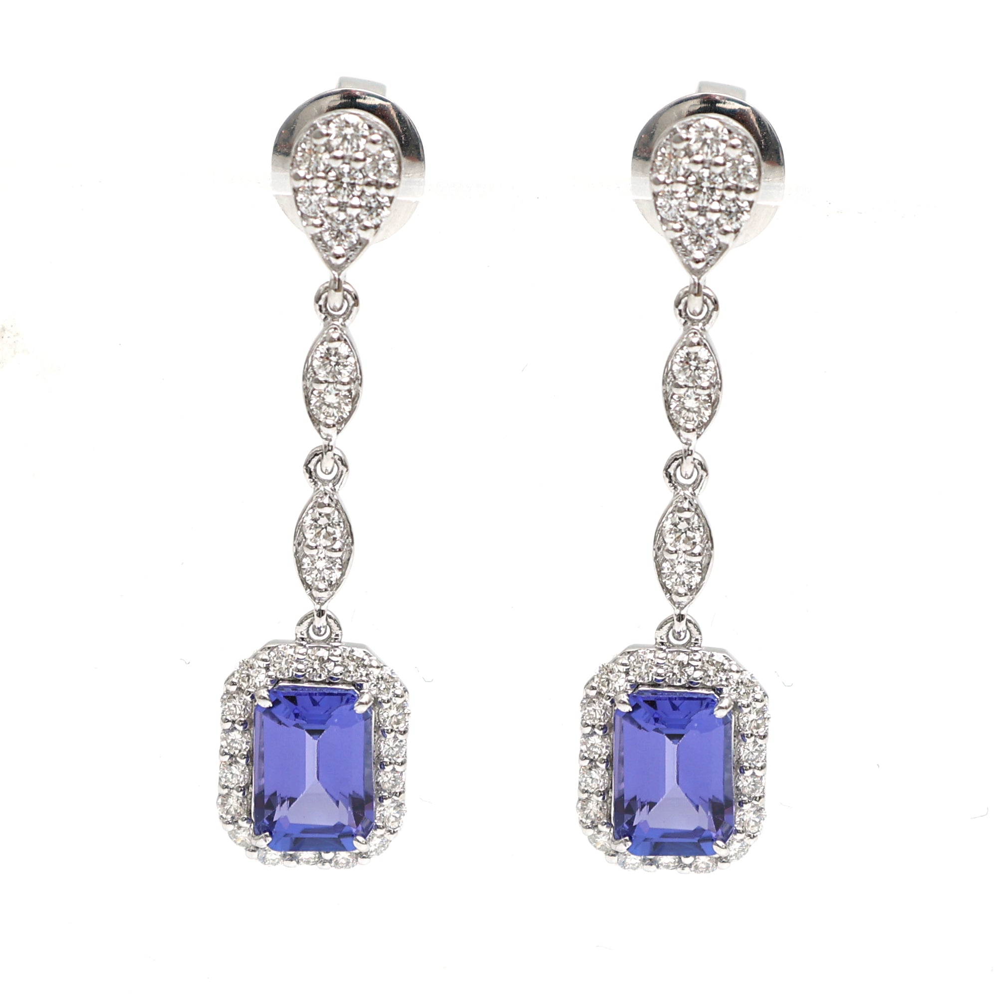 JPERG-2066/7634 Tanzanite Octagon Diamond Dangling Earring | 18K