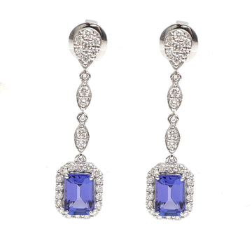 JPERG-2066/7634 Tanzanite Octagon Diamond Dangling Earring | 18K