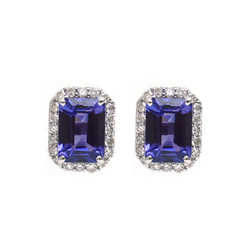 JPERG-2080/7661 Tanzanite Octagon Diamond Studs Earring | 18K